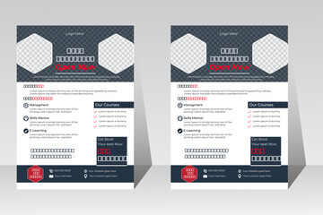 School admission flyer design template, promotion marketing poster, Flyer, handout design, professional and creative editable layout with abstract shapes.