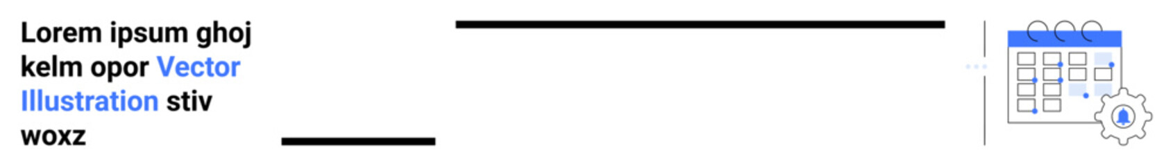 Calendar graphic with cogwheel signifying scheduling, event management, customization, and planning. Ideal for productivity tools, workflow organization, reminders, task tracking, time management