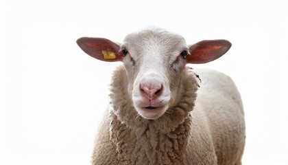 Obraz premium curious sheep on white background