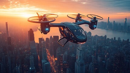 Urban air mobility (UAM) using electric vertical takeoff and landing (eVTOL) aircraft to revolutionize urban transportation, offering fast, sustainable, and congestion-free travel options in cities.