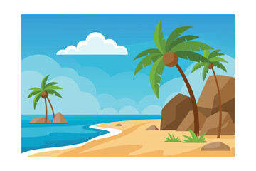 Obraz premium tropical beach with palm trees