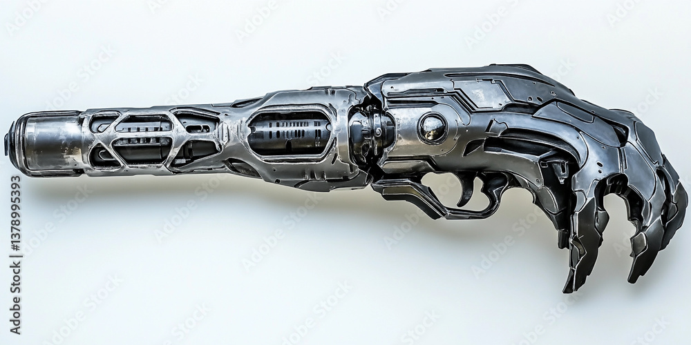 Poster Futuristic sci-fi hand cannon designed for advanced combat Generative AI