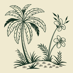 seamless pattern with palm trees