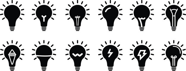 Light bulb icon in flat set. isolated on transparent background