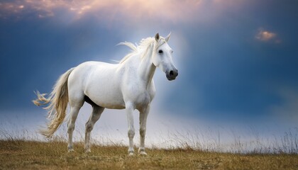 Obraz premium white horse on a sky
