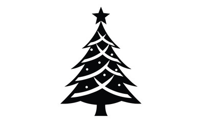 Christmas tree vector silhouette, Christmas tree vector silhouette illustration isolated on white background 