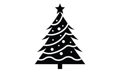 Christmas tree vector silhouette, Christmas tree vector silhouette illustration isolated on white background 