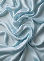 Fototapeta premium Soft Light Blue Satin Fabric with Gentle Folds