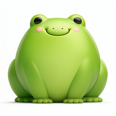 Smiling green frog isolated on white background, 3d illustration 