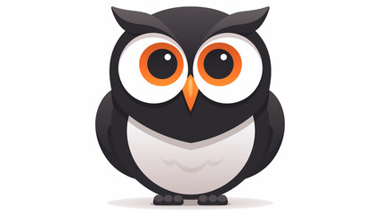 Black owl isolated on plain white background 