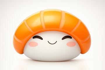 Happy smiling sushi isolated on white background, 3d illustration 