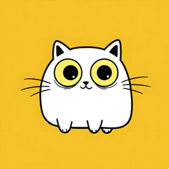 Cute Cartoon Cat Sticker with Solid Background – Comic Style - Generated by AI.