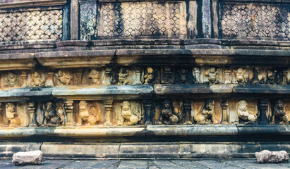 Close up of the carvings at Polonnaruwa’s  Vatadage, Sri Lanka