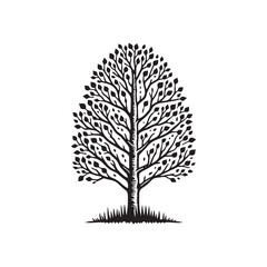 Naklejka premium Simple Aspen Tree Front View Vector Icon – Vintage Logo & Retro Illustration