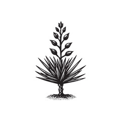 Simple Yucca Flower Front View Vector Icon – Vintage Logo & Retro Illustration