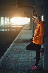 Young Woman Enjoying Music Outdoors