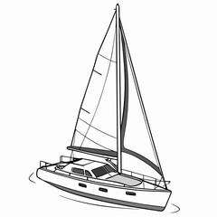 sailing ship on white background