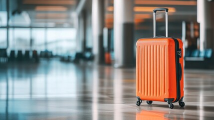 Orange suitcase at airport