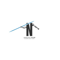 Letter N Athlete logo. Alphabet N Javelin Thrower Design Icon