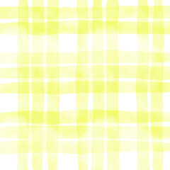 Yellow Plaid Gingham Hand Drawn Background Pattern Overlay