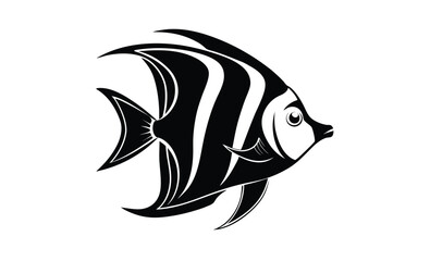 Angelfish fish vector silhouette, angelfish fish on white background 