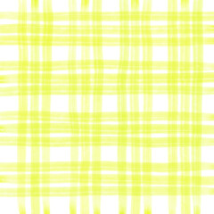 Yellow Plaid Gingham Hand Drawn Background Pattern Overlay