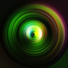 Colorful radial motion effect. Abstract rounded background. Color curves and sphere. Multi color gradient rings and circles wallpaper. Colored texture backdrop and banner.