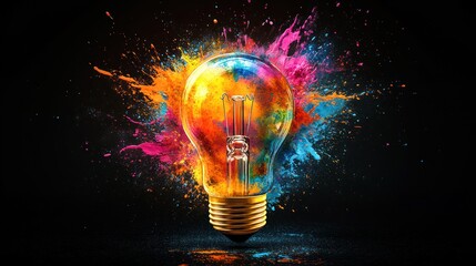 Colorful lightbulb explosion