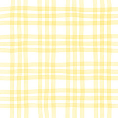 Yellow Plaid Gingham Hand Drawn Background Pattern Overlay
