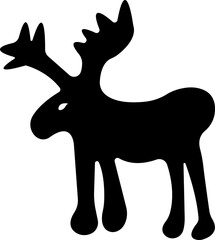 Deer Cute cartoon funny reindeer icon in flat. perfect for holiday themes, isolated on transparent background