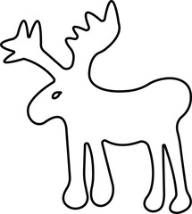 Deer Cute cartoon funny reindeer icon in line. perfect for holiday themes, isolated on transparent background.