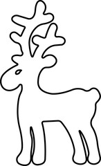 Deer Cute cartoon funny reindeer icon in line. perfect for holiday themes, isolated on transparent background.
