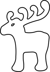 Deer Cute cartoon funny reindeer icon in line. perfect for holiday themes, isolated on transparent background.