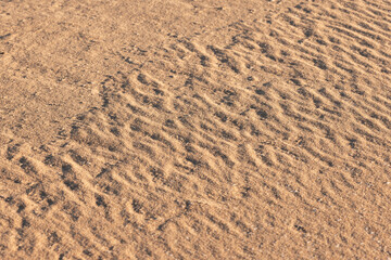 A close-up image showing intricate sand patterns formed by gentle ripples