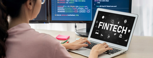 Fintech financial technology software for brisk business to analyze marketing strategy