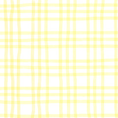 Yellow Plaid Gingham Hand Drawn Background Pattern Overlay
