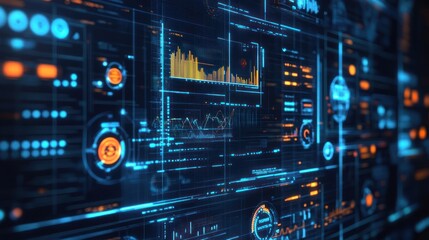 Obraz premium Abstract depiction of a data analytics interface for digital applications