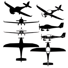 Small private airplane vector set for laser cut