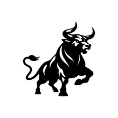Fototapeta premium simple silhouette stencil logo of angry bull