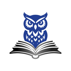 Cartoon owl reading a book, symbolizing wisdom and knowledge in a cute, educational illustration