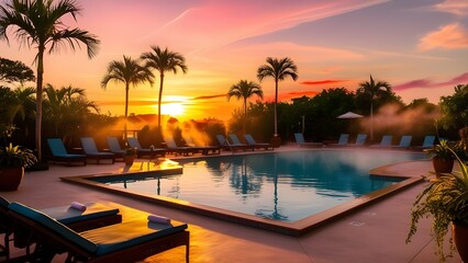  pool area at sunset 