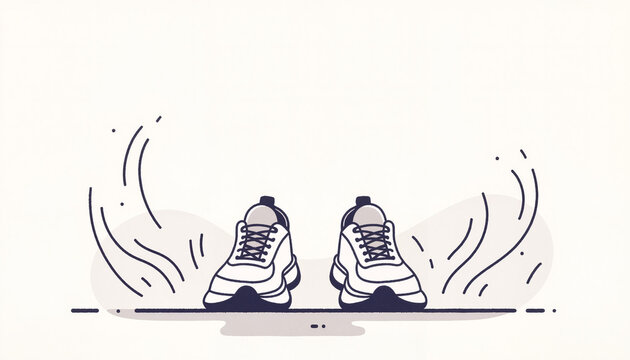 Running shoes in motion on a flat trail, promoting healthy habits