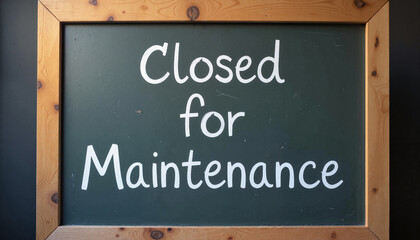 Minimalist chalkboard sign saying "Closed for Maintenance", clear message