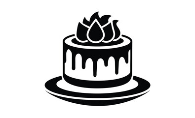 Cake isolated on white silhouette