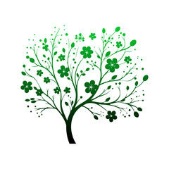 Abstract green tree with leaves in a vector design representing nature and growth