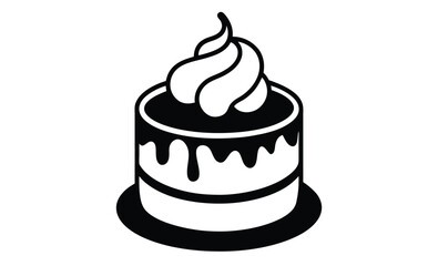 Cake isolated on white silhouette