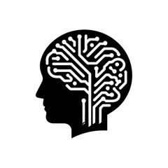 Thinking Human Head with Brain and Question Mark