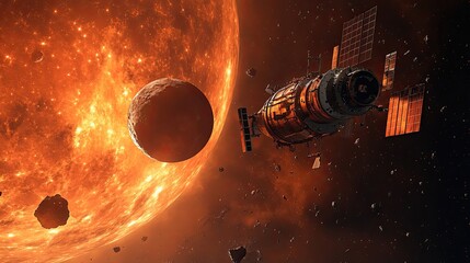 Space exploration and satellite technology enabling communication, navigation, and scientific research with AI-powered systems to support missions to the Moon, Mars, and beyond for humanity.