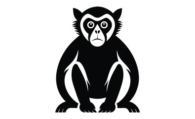 Gibbon on white design silhouette, gibbon on white background