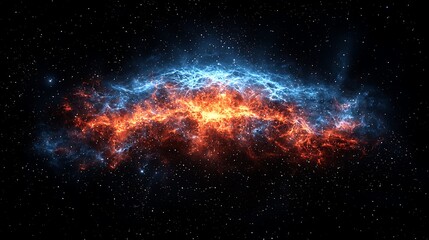 Obraz premium Fiery Blue Nebula Cosmic Space Background